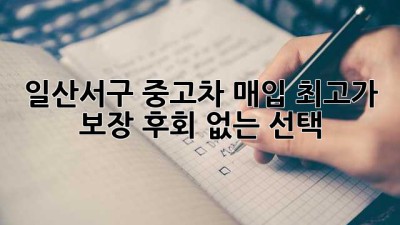 일산서구 중고차 매입: 최고가 보장, 후회 없는 선택!